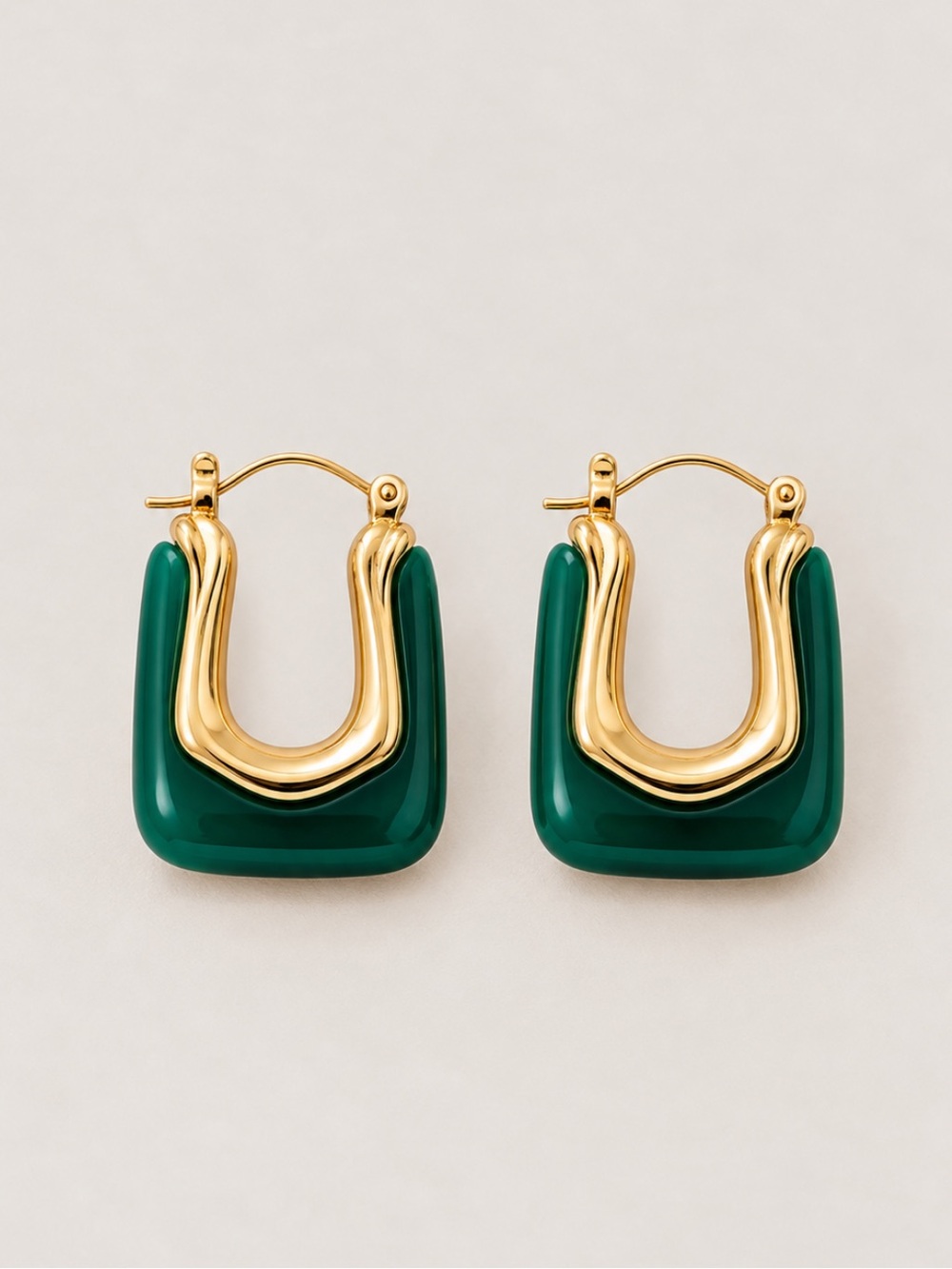 New! Green Gold Hoop Earrings NWOT